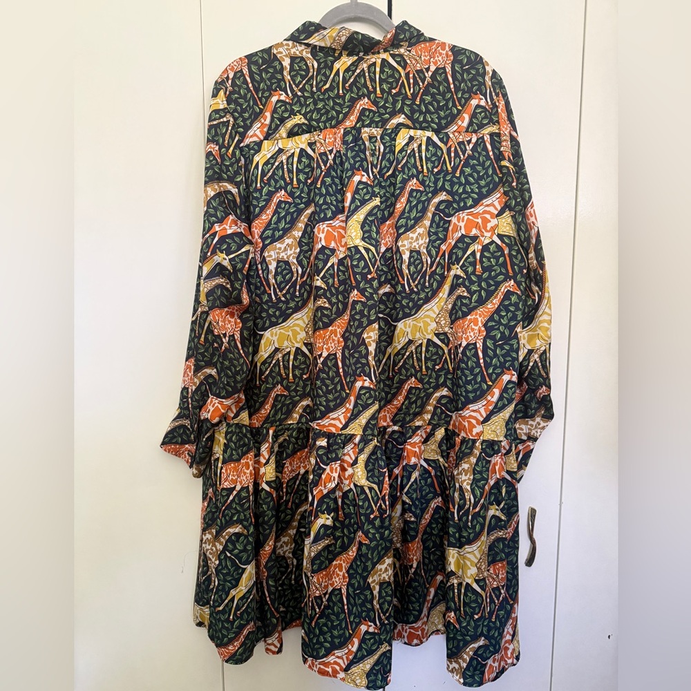 J. Crew Navy Dress with Orange & Mustard Giraffe Print - Picture 6 of 6